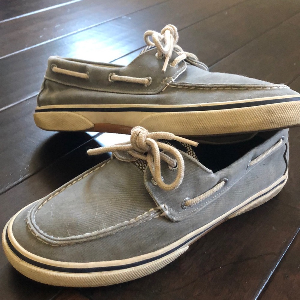 Sperry Topsider Sz 10 Canvas Boat Shoes Grey/Blue